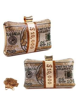 Stack of Cash Dollar Evening Clutch 6601 GOLD